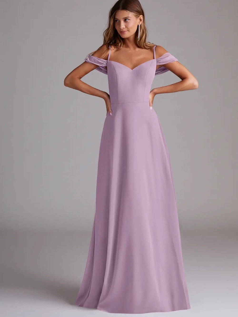 Azazie Lavender Off-Shoulder A-Line Maxi Dress